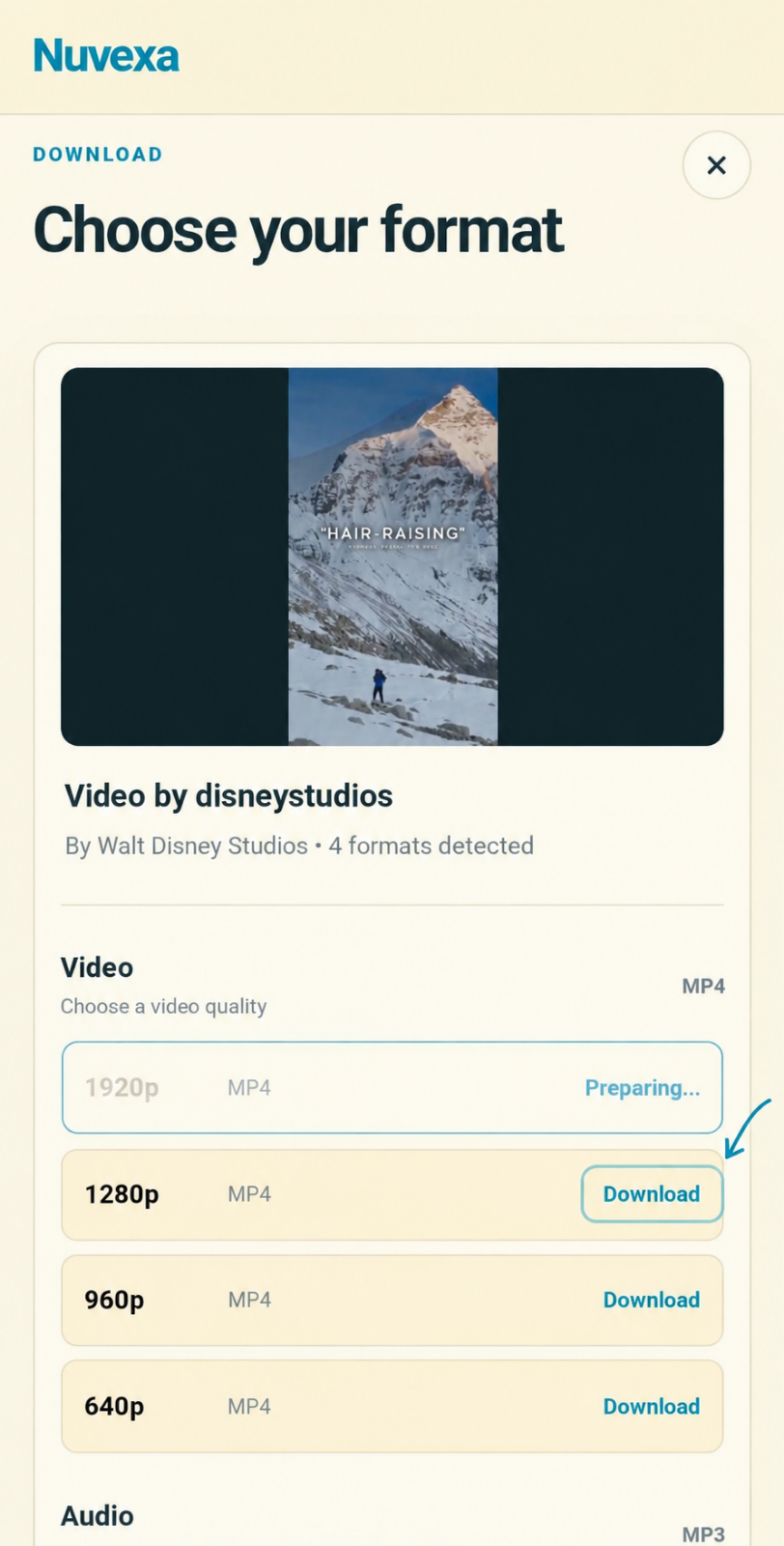 Download a video from Nuvexa